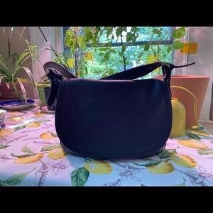 Vintage Coach Black Leather Shoulder Handbag